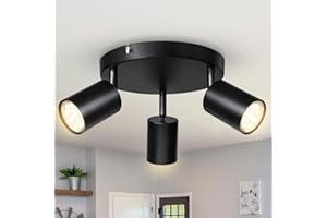 Smanu Deckenstrahler 3 Flammig Schwenkbar,Deckenleuchte GU10 Deckenlampe Wandstrahler Drehbar,Schwarz Spotlight Lampe Deckenspots für Wohnzimmer Schlafzimmer Küchen (Ohne Leuchtmittel)