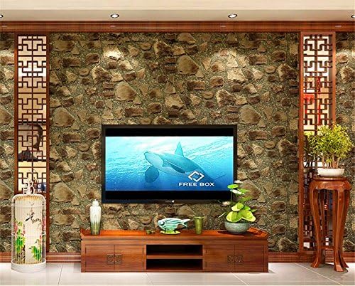 QXLML Wallpaper Modern Chinese PVC Wallpaper 3D Solid Stone Pattern Rock Wallpaper Living Room Restaurant TV Background Wallpaper 10 * 0.53 (M) ( Color : Dark green )