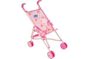 HTI Peppa Pig Single Stroller | Childrens Toy Buggy in Peppa Pig Pattern | Childrens Baby Doll Stroller Toy Umbrella Fold Stroller | Role Play Toy Dolls Buggy Pushchair | Ages 3+