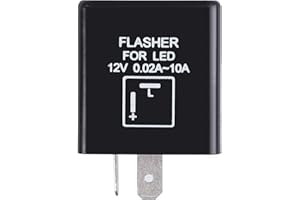 Justech LED Flasher Relay 12V 2-Pin Motorcycle Indicator Flasher Relay,Fixes Hyper Flash,Compatible with LED & Halogen Turn Signal Lights Easy Plug-and-Play Installation Car Vehicle Motorcycle