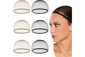 KSOIQPU 6 Pezzi Retina per Capelli Calotte Parrucche Cappuccio Parrucca Retina per Parrucca Tappi Parrucca Calotte per Parrucche di Nylon per Parrucche per Uomo e Donna(Nero Beige)