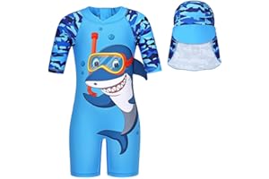 KumSoomliy Boys Swimming Costume UV Protection UPF 50+ Swimwear Kids Boys Dinosaur Shark Swimming Suit Child Rash Guard Bathing Swimsuit Beach Holiday Swim Wear Wetsuit