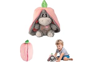 STEFUEWILL17 Atmendes Kuscheltier Esel - Erdbeeresel Schlummer Kuscheltier mit Atembewegung und Musik, Atmender Esel, Stofftier, Schlaf, Atmet Einschlafhilfe Tier, Babys schlafen mit einer Puppe, Kinder Spielzeug