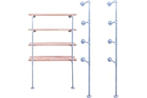 LINKPIPES Industrielles Rohrregal, Regalhalterungen DIY Open Book Regal für Büroraum Küche Wandregale(2Pcs 4Tier,57.5" hoch,11" tief, nur Hardware)