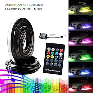 PRIKNIK Car Tube Underglow Underbody Glow System Neon Light IR Remote Control Multi-Color Universal Fit 1 Set of 4 Piece -Compatible With Tata Indigo