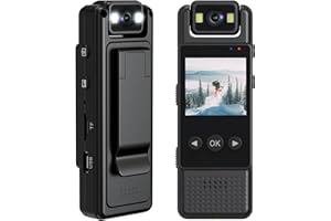 JIYIBIDI 1080P Mini Body Camera, Portable Mini Body Cam with 6 Hours Video Recording/180° Rotating Lens, Wearable Sport Action Camera for Outdoor, Riding, Lecture,Security