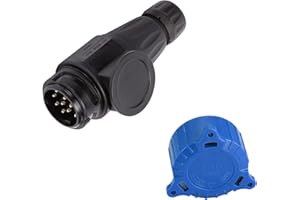 ETUKER Spina per Rimorchio a 13 Pin con Coperchio di Protezione per Il Parcheggio, Connettore per Gancio di Traino per Rimorchio a 12 V a 13 Pin, per Camion Camper Auto Roulotte