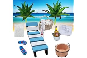 DAOOZHU 14 Stück Miniatur Sauna Zubehör Set,Wellness Gutscheine,Mini Strand Zubehör Garten Zubehör für DIY Dekoration