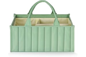HAGOT Cesta Organizadora Bebe, Organizador Bebe de Carrito de Pañales, con Compartimentos Desmontables, para Futura Mamá (Verde Delgado)