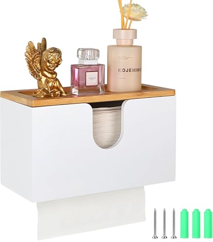 Relaxdays Distributore Asciugamani Di Carta Da Parete In Bamb&ugrave; - Design Naturale Per Bagno