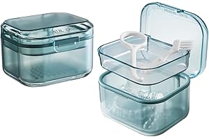 GmeDhc Boîte de Dentier avec Passoire, 3 Etages Boite Appareil Dentaire Portable, Boîtes pour Prothèses Dentaires, Boîte de Retenue Orthodontique, Boîte de Nettoyage de Retenue