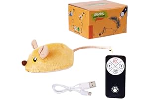 Ailan Schwanz Katzenspielzeug Fernbedienung Maus für Katzen Fernbedienung Maus Katzenspielzeug Plüsch Interaktives Spielzeug für Katzen, Gelb, Modell mit Fernbedienung