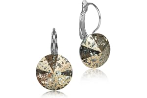 DAS KOSTÜMLAND LUISIA® Ohrringe Rivoli mit Kristallen von Swarovski® - Sonderfarben 14 mm - Strass Ohrhänger in verschiedenen Farben