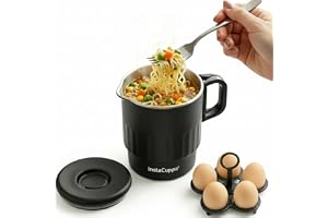 InstaCuppa Portable MultiKettle 1000ml | No More Expensive Hotel Food | Cook Maggi, Rice, Chai Anywhere | Keep Warm | Auto Shut-Off | Foldable handle | 304 Steel | Egg Steamer | Travel & Home Cooking