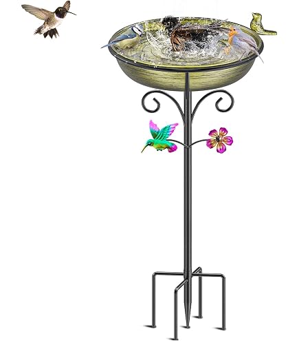 Todeco Bain D'Oiseaux Extérieur Élégant Sur Pied - Abreuvoir Oiseaux Sauvages En Fonte Avec Pieu Acier 5 Griffes Pour Jardin