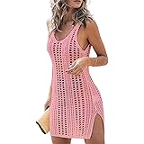 XIXIMAON Abito da Spiaggia Sexy Elegante Bikini Cover Up in Crochet da Donna Copricostumi da Bagno con Scollo a V Coprire Cos