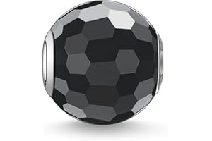 Thomas Sabo Damskie Męskie Koraliki Obsydian Fasetowane Koraliki Karma 925 Srebro Wysokiej Próby Czarny K0003-023-11