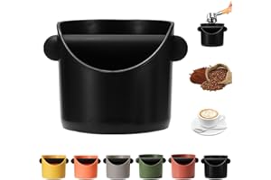MORAINJAY 0.45L Scatola per Fondi di Caffè Nero,Knock Box Compatto con Barra Antivibrante e Base Antiscivolo, Accessorio per Macchina Espresso e Barista