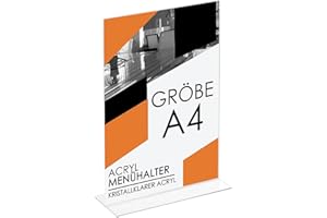 Studiocen Acryl Aufsteller Hinweisaufsteller - Google Bewertung Tischaufsteller A4 - T Form Tischständer für Büro, Rezeption, Hochzeit - Restaurant Menühalter - Präsentation für Ihre Veranstaltung