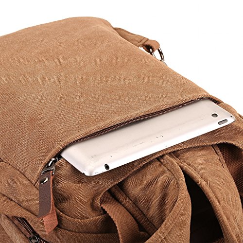 HongyuTing Vintage Canvas Laptop (14 Zoll) Rucksack Business Aktenkoffer College School Rucksack / Umhängetasche - 7
