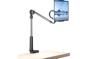 Locthal Desk Tablet Holder for iPad Pro, No Stiff Easy Adjust Arm Phone and Tablet Stand for Bed, Ereader Accessories Compatible with Kindle iPhone, iPad Pro/Mini/Air, Smartphones
