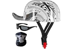HHSDB Halbschalenhelm Motorradhelm ECE-Zulassung Baseball Cap Mit Fahrradbrille Fahrradvisier Cruiser Chopper Scooter Helm Herren Retro Motorrad Halbhelm MäNner Frauen Mofa Helm 57-62cm