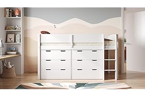 FLAIR FURNISHINGS Flair Loop Wooden Mid Sleeper Cabin Bed Storage Set - White
