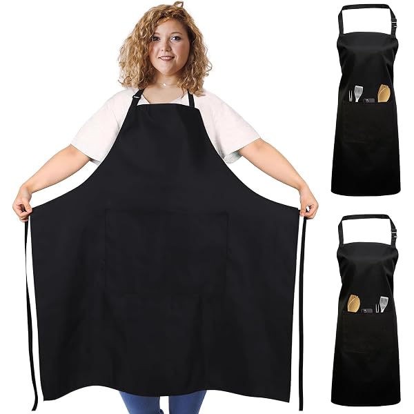 4 Tabliers De Cuisine Réglables En Lin/Coton - Avec 2 Poches - Pour Cuisine, BBQ, Café, Jardinage - 72x65cm