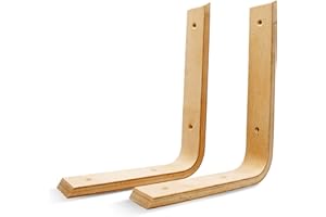 DOJA Barcelona | Equerre Bois | 2 Pcs Équerre Étagère | 250x200 mm | Console Support Etagere | pour Equerre Etagere Murale, Fixation Etagere Murale Garage, Planche Murale, Decoration Bois, Bureau