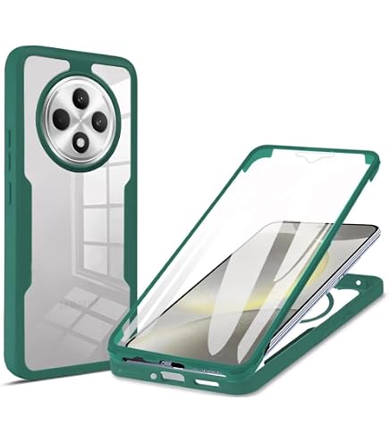 SEAHAI Cover Per OPPO Reno 12F 4G / 12 FS 5G Con Protezione Schermo Integrata - Custodia 360° Antiurto Rigida PC + TPU Trasparente - Rosso