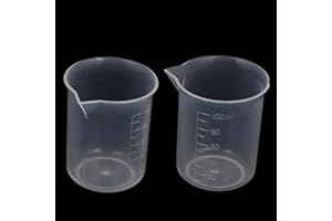 RAOPUZI 2 Pièces Récipient Gradué Transparent 100 ml pour Laboratoire et Cuisine | Gobelet en Plastique Blanc | Godet Gradué en Plastique Transparent pour Test en Laboratoire