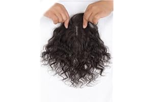 BYBAGS Capelli Veri Lunghi Topper for Capelli Umani Veri Ricci Corti Parrucche Traspiranti Posticci Clip in Top Pezzi di Capelli Parrucche Topper Ondulate for Uso Quotidiano Parrucche Naturali (Color : Blac