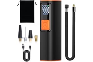 GarageRock Cordless Tyre Inflator Portable Air Compressor Car Tyre Pump, 150psi Mini Air Compressor, Rechargeable, Digital Screen, LED Light, Auto Pump For Car & Bikes & Motorcycle Tyres, Balls, Black