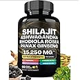 Shilajit, Ashwagandha, Turmeric, Gingko Baloba, Panax Ginseng, Rhodiola Rosea, Stinging Nettle, Cordyceps Mushroom 8 in 1 Dietary Supplement, 60 Vegan/Vegetarian Extra Strength Capsules