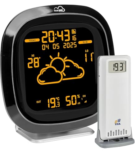 Draadloos weerstation met 1 sensor voor binnen en buiten, thermometer