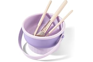 ‎HEYMKGO HEYMKGO Makeup Pinsel Reinigungsmatte 3-in-1 faltbar Makeup Pinsel Reiniger Silikon Makeup Pinsel Lagerung Schüssel mit Lanyard zu trocknen Makeup Schwamm, Puderquaste, Pinsel(lila)