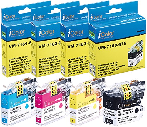 iColor ColorPack für Brother (ersetzt LC-227XL / 225XL), BK/C/M/Y