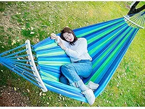 DR Mall Ultralight Camping Hammock Portable Beach Swing Bed with Hardwood Spreader Bar