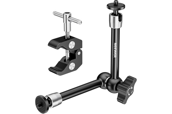 NEEWER 9.8"/25cm Adjustable Magic Arm with Super Clamp, 1/4" & 3/8" Threads, 1/4" Screws for Flash/LED Light/Microphone/Monitor, Compatible with SmallRig Camera Cage, Max Load: 4.4lb/2kg, ST25C