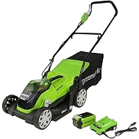 Greenworks Akku-Rasenmäher G40LM35K (Li-Ion 40V 35cm Schnittbreite bis zu 500m² Mähfläche 40l Grasfangkorb 5-fache…