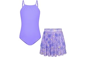 GRACE KARIN Girls Swimming Costume Kids Summer One Piece Swimsuit Bathing Suit Swimwear with Mesh Skirt 5-14 Y