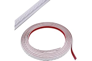 Toolzia Molding Wall Trim Self Adhesive, 3D Pattern Wall Trim Line Skirting Border for Mirror Edge,Tv Background Wall(White,2cm Wx 5m L)