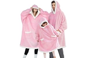 TOUVE Sweat à Capuche Surdimensionné, Sweat Plaid Polaire Chaude Sherpa Couverture avec Manches Et Poche, Pull Plaid Femme Taille Unique Adapté aux Adultes, Hommes, Femmes, Adolescents