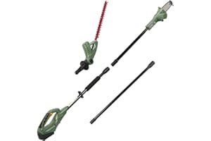 BRAST Élagueuse sur perche électrique sans fil + batterie 18V + chargeur taille-haie tronçonneuse OREGON 2en1 travail 4m de hauteur, sangle d'épaule, coupe 15cm poids 2,6-3kg, elagueuse sur perche batterie