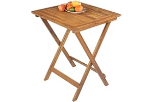 JUNADO SAM Gartentisch Blossom, 60x60 cm, Balkontisch aus Akazienholz, klappbar, Holztisch massiv, Natur