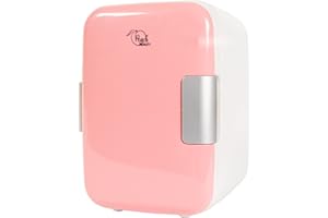 Peach Beauty® Mini frigorífico de 4 l | Mini Fridge con función de refrigeración y calefacción 12 V/220 V | Minifrigorífico silencioso | Retro Skincare Fridge | Frigorífico pequeño para habitaciones,