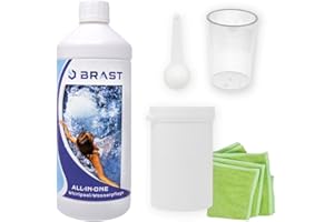 BRAST® All in One Wasserpflege Set 5tlg für Pool-Anfänger mit ausführlicher Deutscher Anleitung Made in Europa