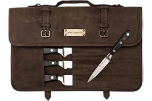 DRAKENSBERG Torba na noże "Blade" – uniwersalne etui na noże kuchenne z mistrzowskiej ręki, profesjonalna jakość, ekologiczna, skóra bawola, ciemnobrązowa, DR00398, Kaffee-brun.