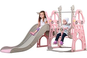 ‎ARK MIIDO Rutsche Indoor ab 1 2 3 4 5 Jahr, 4-in-1-Kleinkindspielplatz mit Schaukel, Baby Rutsche Kinderzimmer, Gartenrutsche für Kleinkin für drinnen und draußen, Jungen und Mädchen (Klassisch+Blau)