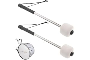 AONAYO 2 Stücke Trommelstöcke,Fan Trommel,Trommel SchläGel,Marschschlägel,Bass Mallet,Pauke,Filz Kopf Schlagzeug SchläGel,SchläGel Pauken SchläGel Mit Edelstahl Für Bassdrum,Schlagzeug Elektronisch